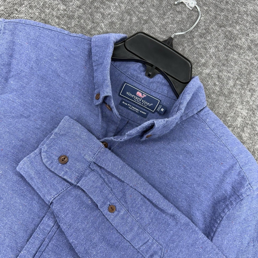 Vineyard Vines Slim Fit Crosby Shirt Mens Medium Button Down Blue Chambray